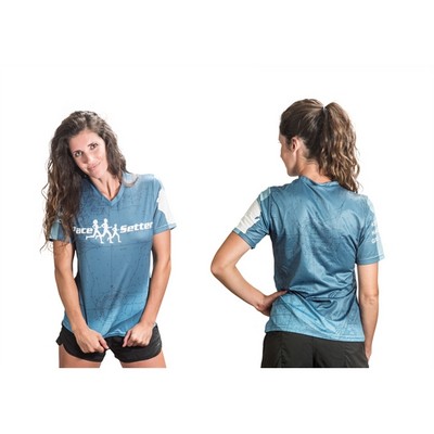 Fully Customized V Neck Short Sleeve T-Shirt edge to edge